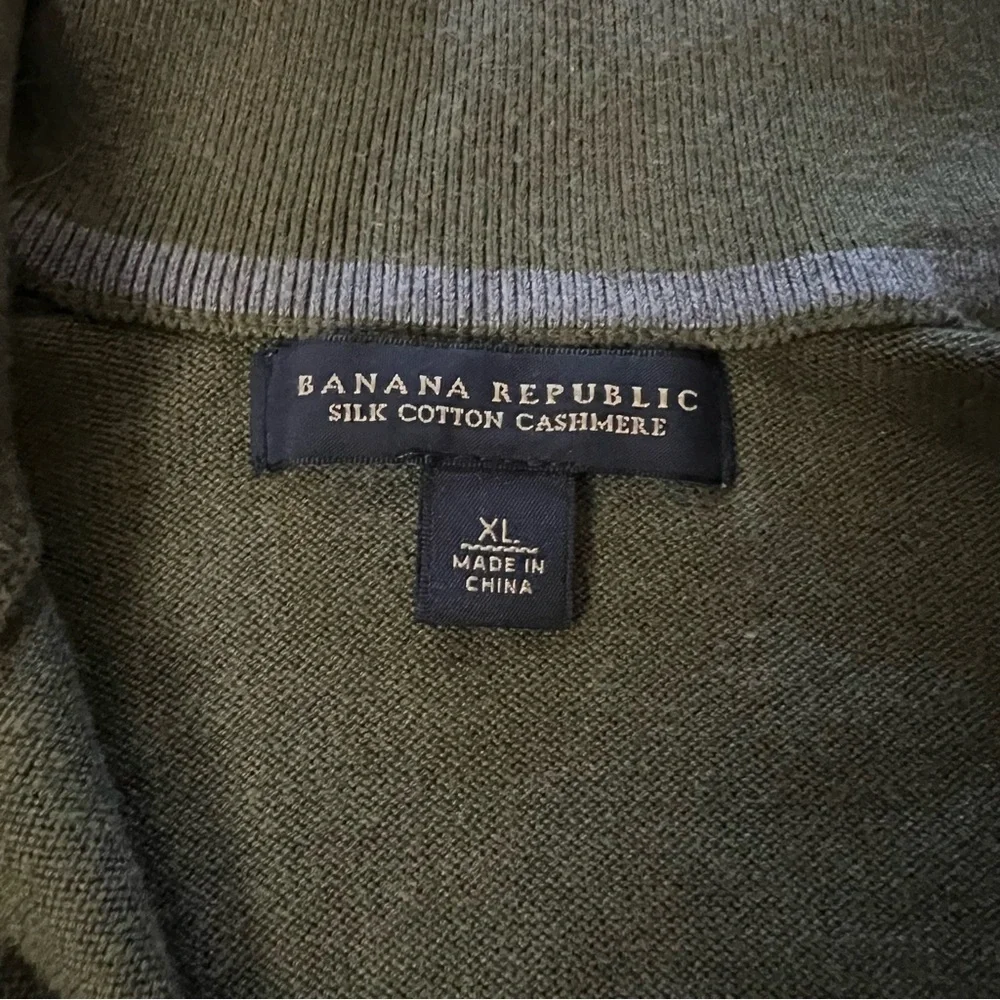 Banana Republic Olive Green Silk Cashmere Blend Half Zip size XL